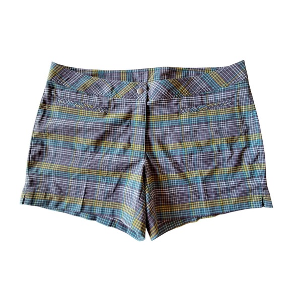 Slazenger Pants - Slazenger Plaid Golf Shorts Grey Teal Yellow Size 14 Activewear Stretch Pockets